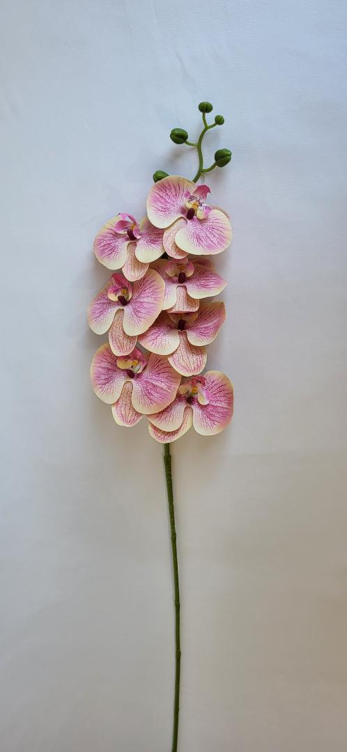 Orhidea Artificiala Siliconata Roz-Crem 7 capete