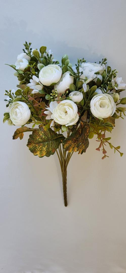 Buchet Artificial Ranunculus 12fire Alb