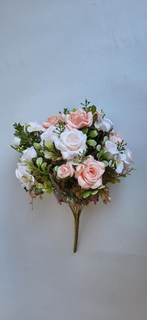 Buchet Trandafir Artificial 12fire Piersica -Roz