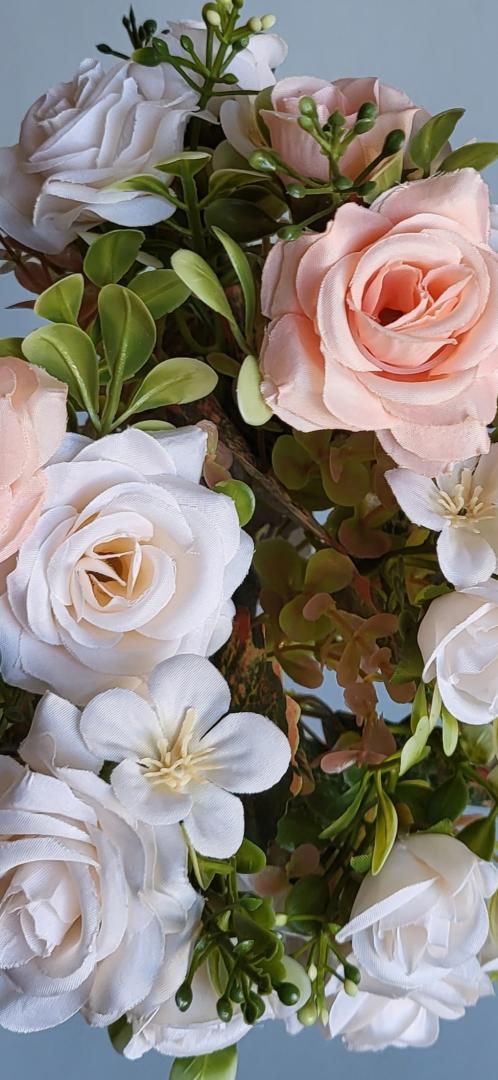 Buchet Trandafir Artificial 12fire Piersica -Roz