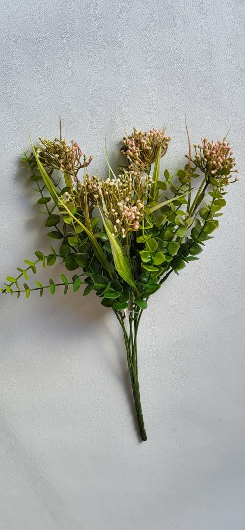 Buchet Artificial cu Bobite 7 fire Roz pal