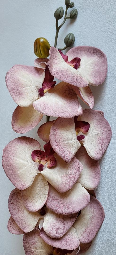 Orhidea Artificiala Textil Crem-Plamaniu