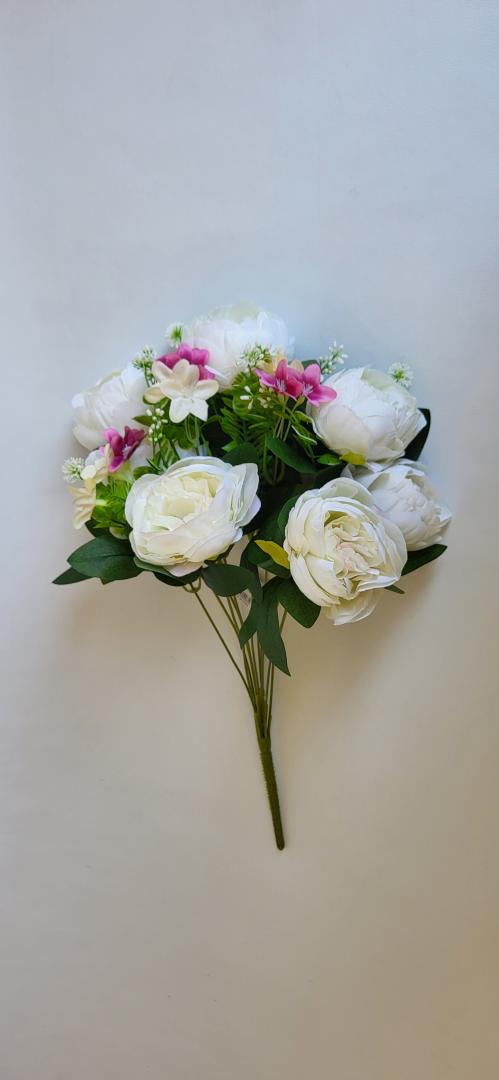 Buchet Bujor Crem Artificial 11 fire