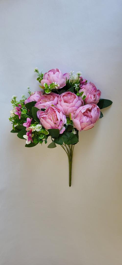 Buchet Bujor Roz Artificial 11 fire