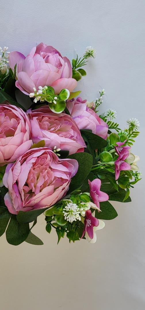 Buchet Bujor Roz Artificial 11 fire