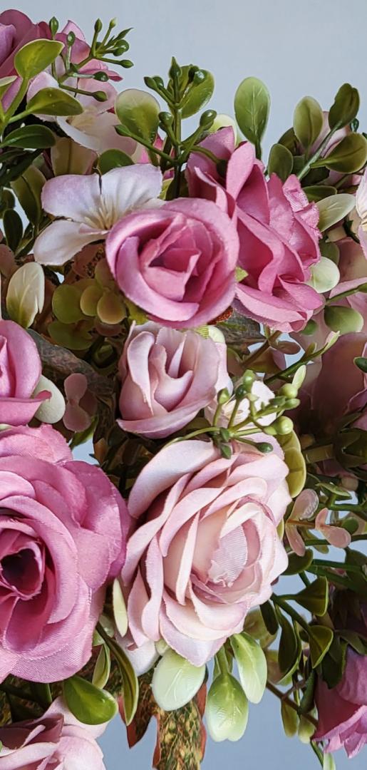 Buchet Trandafir Artificial 12fire Roz-Ticlam Mix