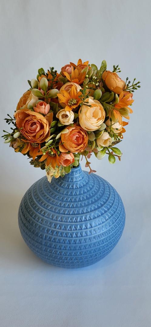 Buchet Artificial Ranunculus 12fire PortocaliuMix