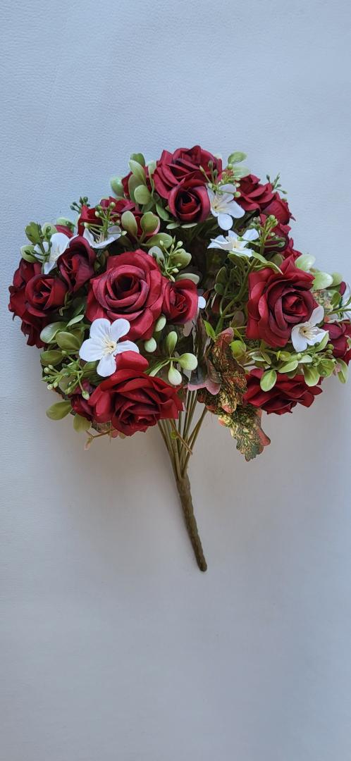 Buchet Trandafir Artificial 12fire Bordo
