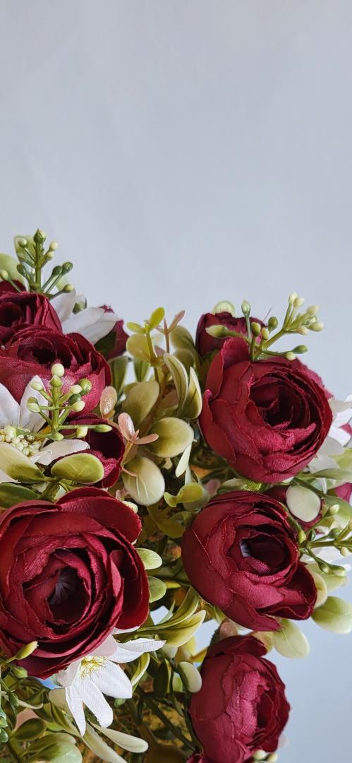 Buchet Artificial Ranunculus 12fire Bordo