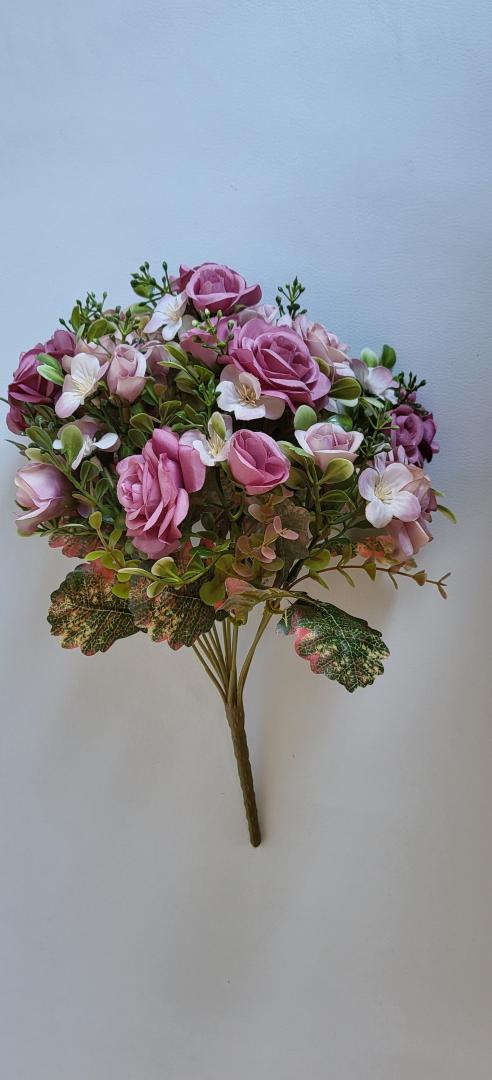 Buchet Trandafir Artificial 12fire Roz-Ticlam Mix