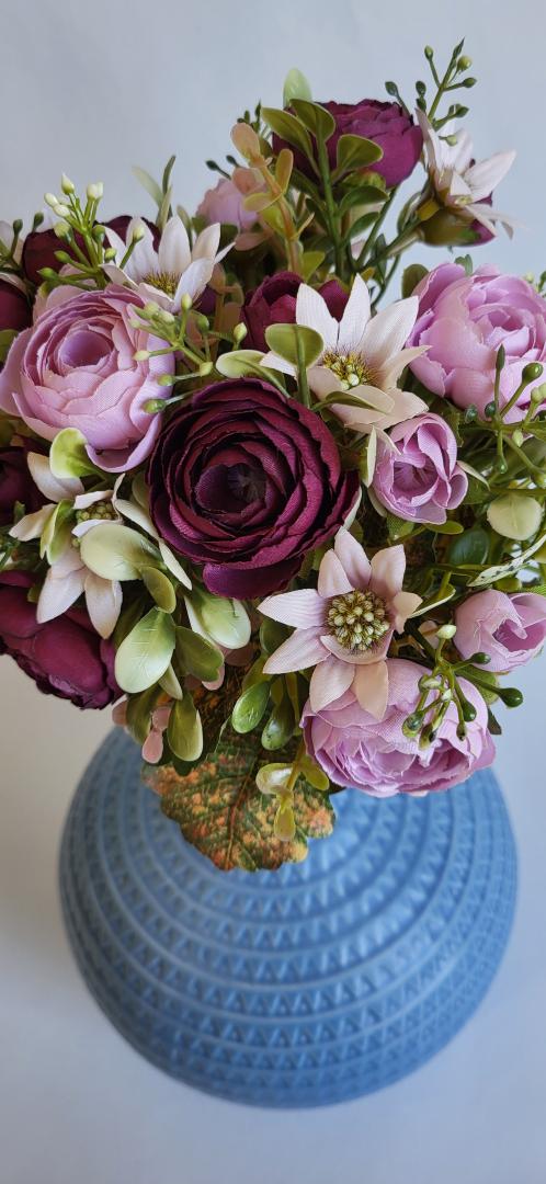 Buchet Artificial Ranunculus 12fire Mov-Ticlam Mix