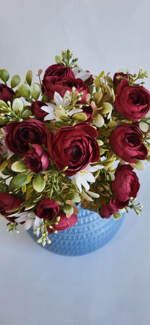 Buchet Artificial Ranunculus 12fire Bordo